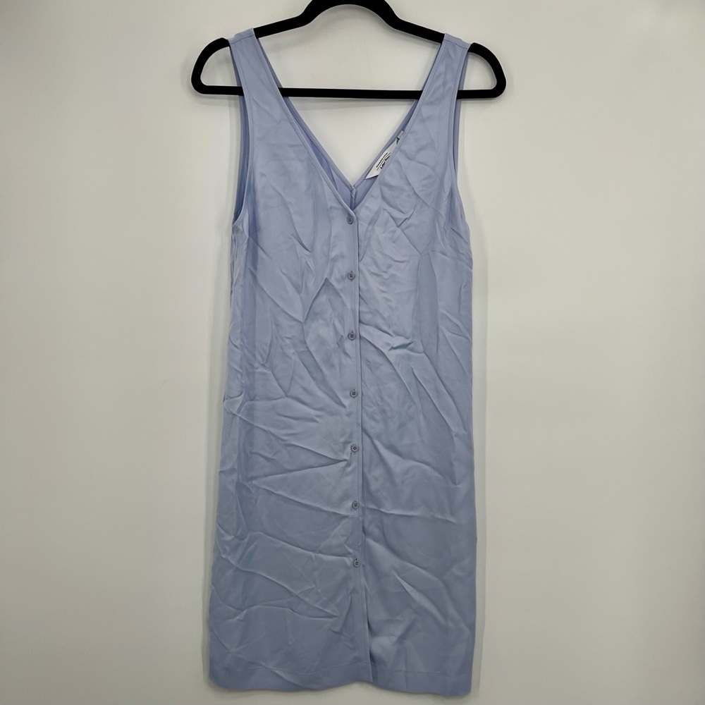 & Other Stories Eco Cupro Button Up Sleeveless Mini Shift Dress Blue EU 36 US 6 - Picture 5 of 11